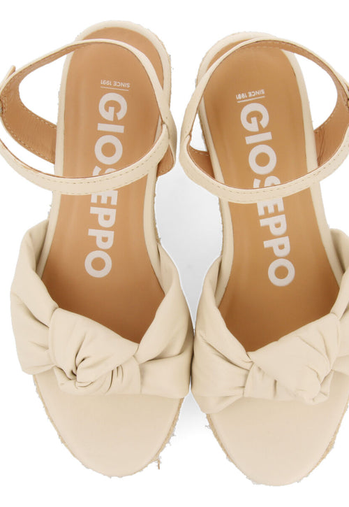 Gamboa women's off-white leather sandals with jute wedges