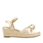 Gamboa women's gold leather sandals with jute wedges