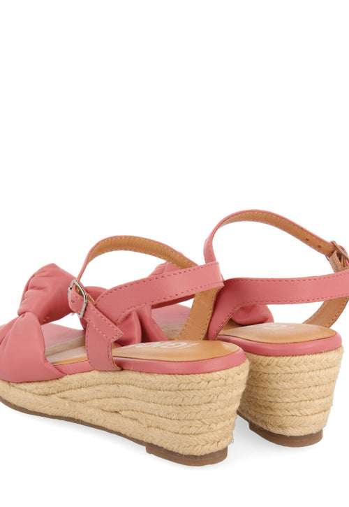 Gamboa women's pink leather sandals with jute wedges