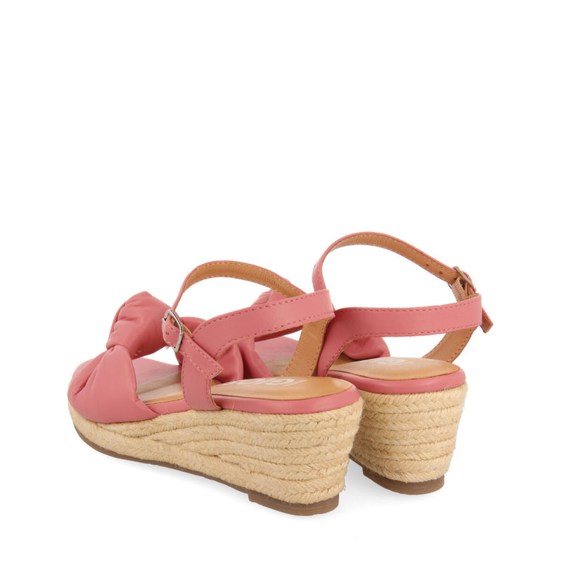 Gamboa women's pink leather sandals with jute wedges
