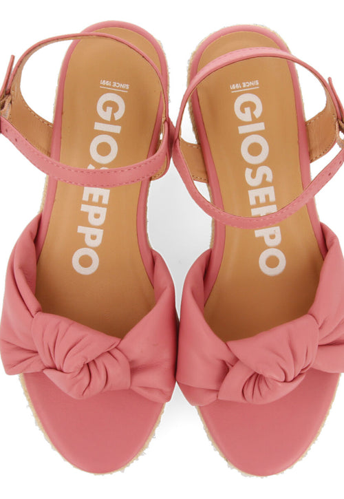 Gamboa women's pink leather sandals with jute wedges