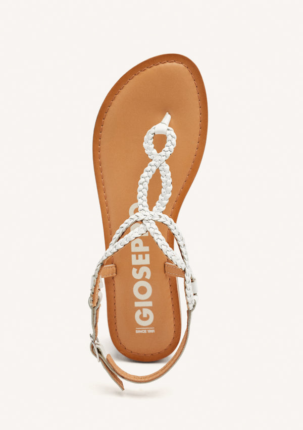 Sandalias de tiras trenzadas blancas para mujer merignas