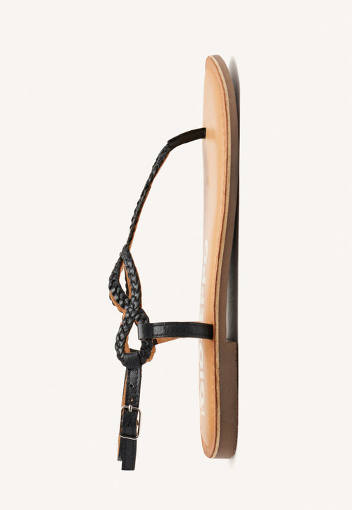 Sandalias de tiras trenzadas negras para mujer merignas