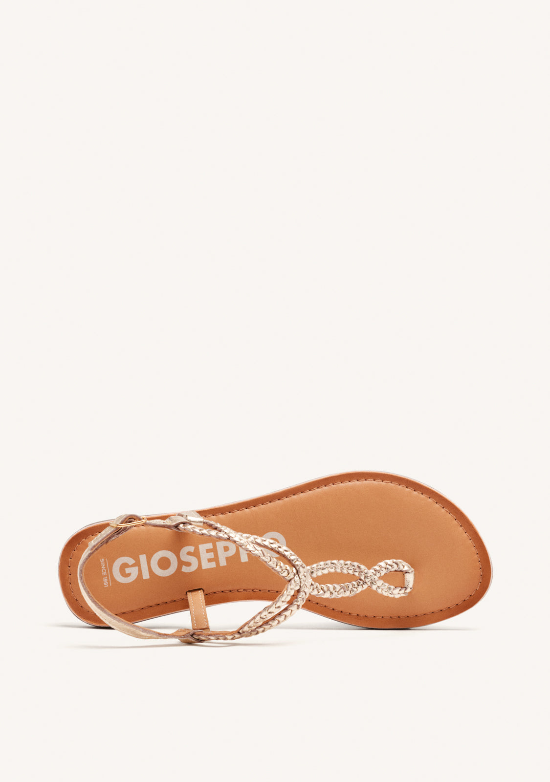 Sandalias de tiras trenzadas doradas para mujer merignas