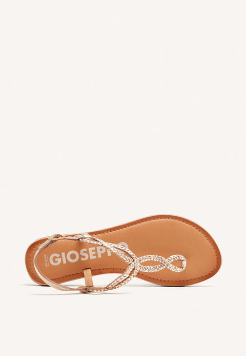 SANDALIAS DE TIRAS TRENZADAS DORADAS PARA MUJER MERIGNAS