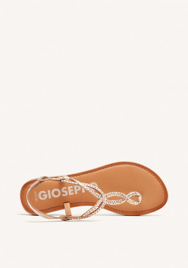 Sandalias de tiras trenzadas doradas para mujer merignas