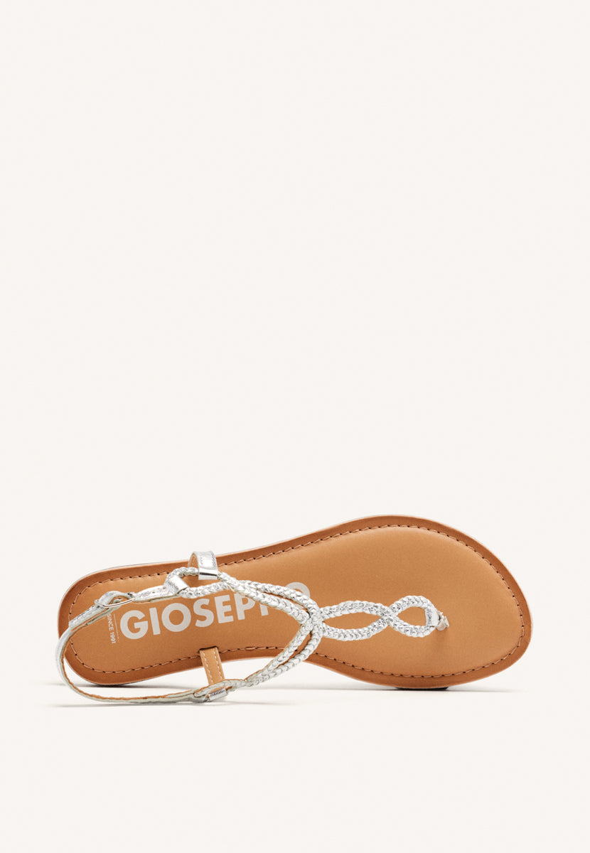 SANDALIAS DE TIRAS TRENZADAS COLOR PLATA PARA MUJER MERIGNAS