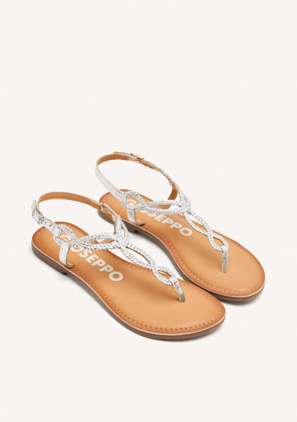 SANDALIAS DE TIRAS TRENZADAS COLOR PLATA PARA MUJER MERIGNAS