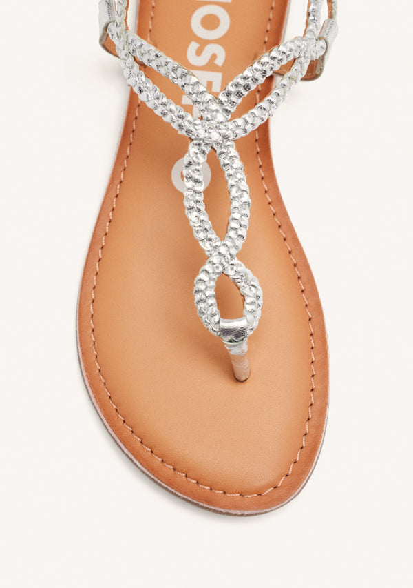 SANDALIAS DE TIRAS TRENZADAS COLOR PLATA PARA MUJER MERIGNAS