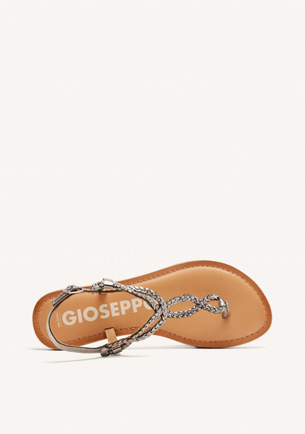 Sandalias de tiras trenzadas color plomo para mujer merignas