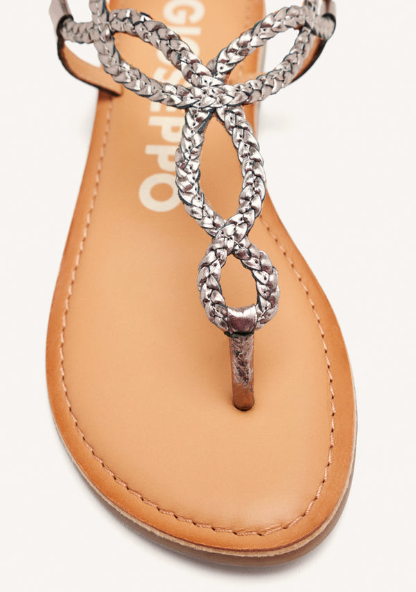 Sandalias de tiras trenzadas color plomo para mujer merignas