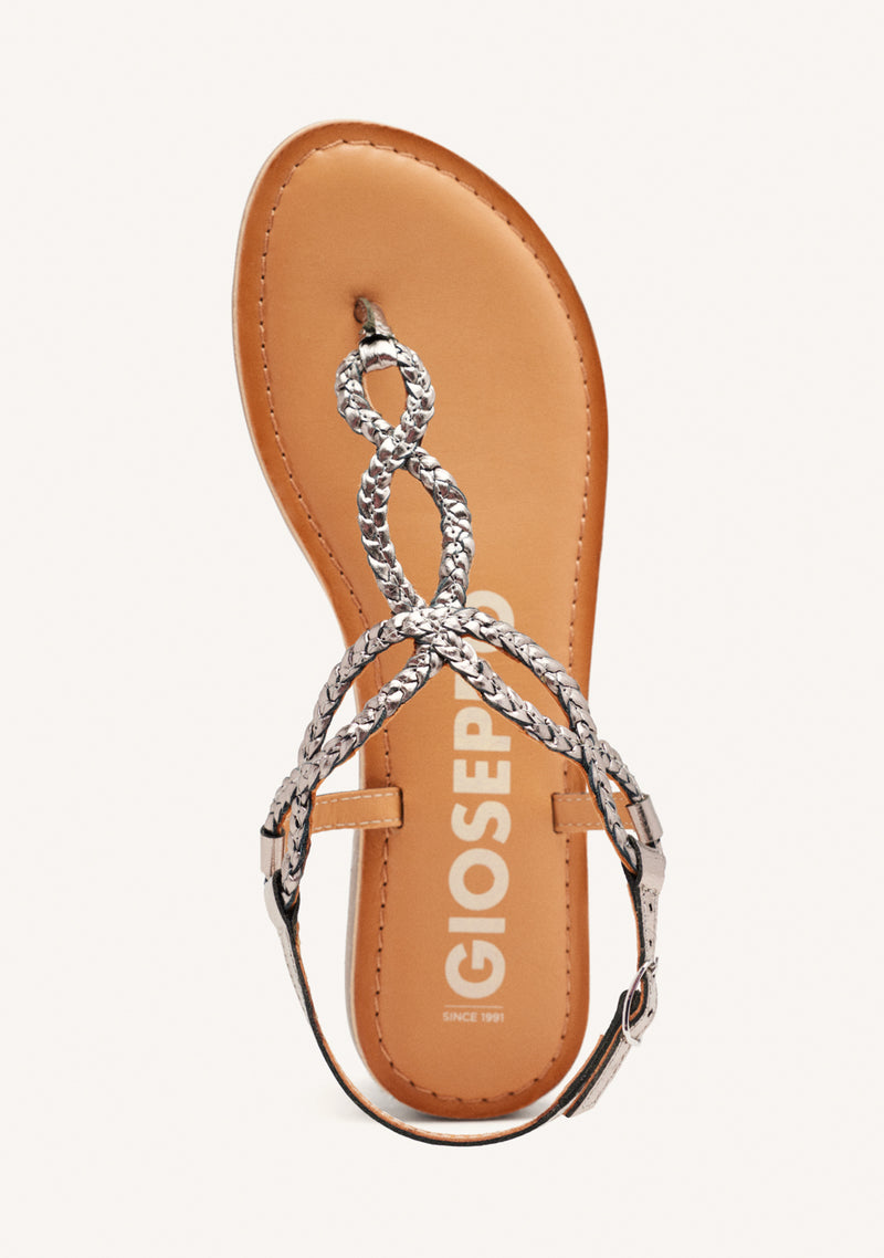 Sandalias de tiras trenzadas color plomo para mujer merignas