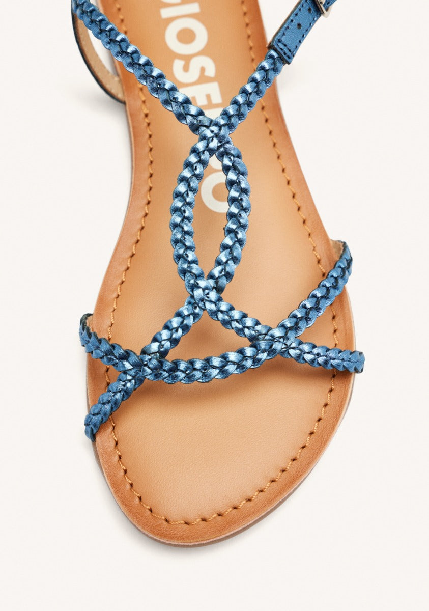 SANDALIAS AZULES DE TIRAS FINAS TRENZADAS PARA MUJER NIOAQUE
