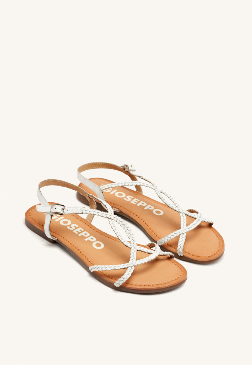 Sandalias blancas de tiras finas trenzadas para mujer nioaque