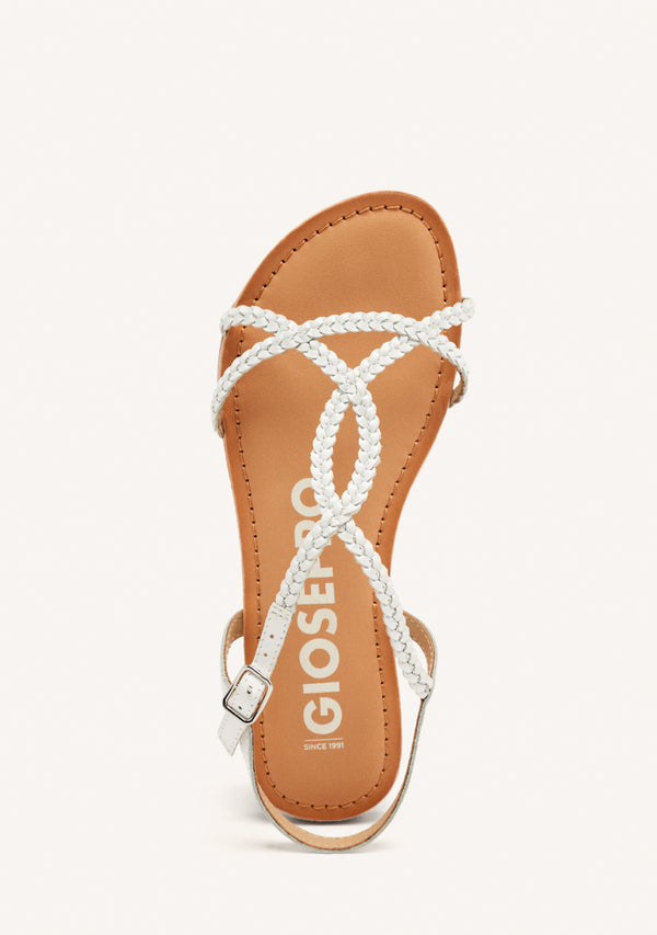 Sandalias blancas de tiras finas trenzadas para mujer nioaque
