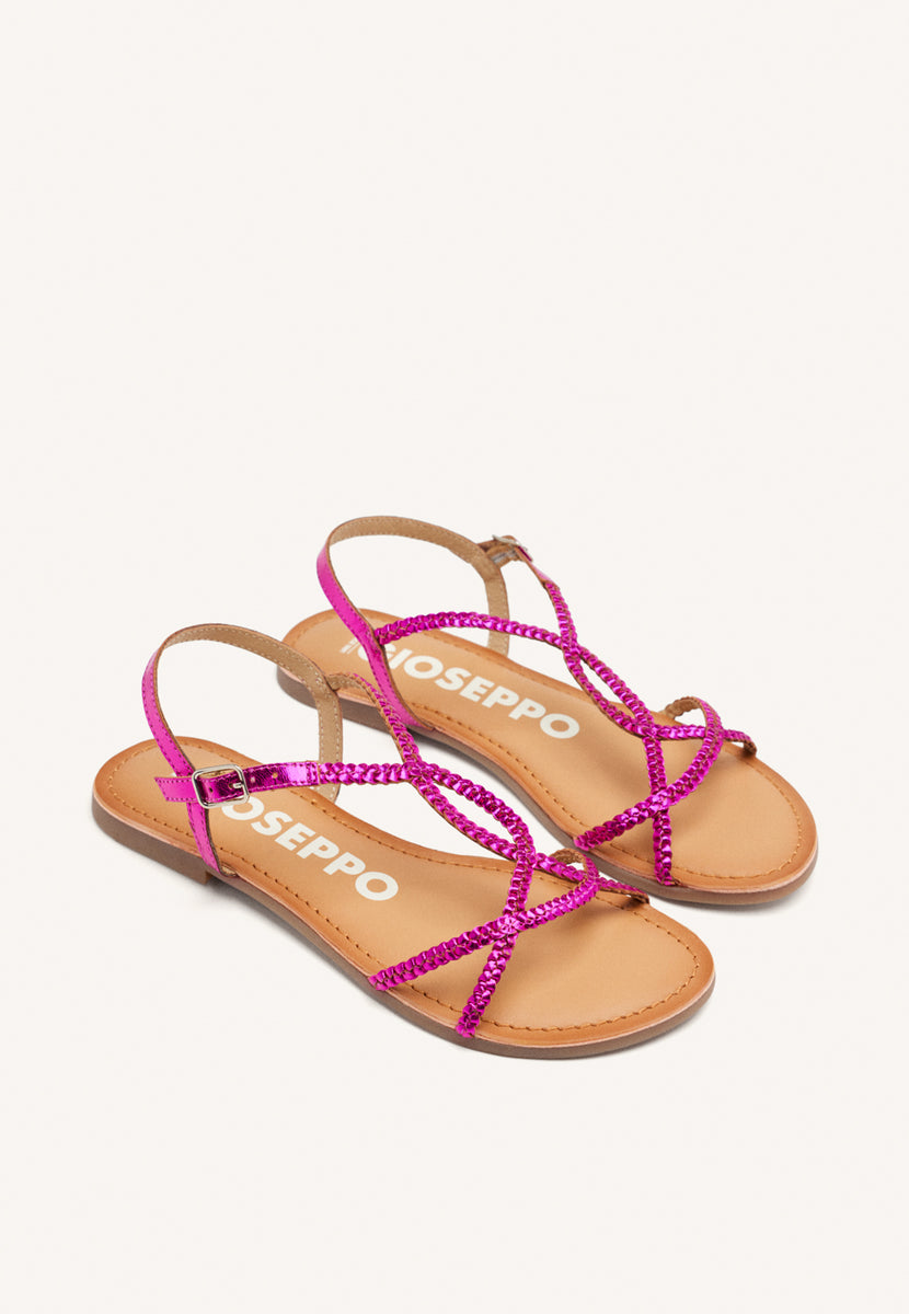SANDALIAS COLOR FUCSIA DE TIRAS FINAS TRENZADAS PARA MUJER NIOAQUE