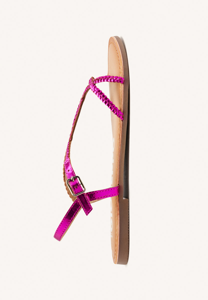 SANDALIAS COLOR FUCSIA DE TIRAS FINAS TRENZADAS PARA MUJER NIOAQUE