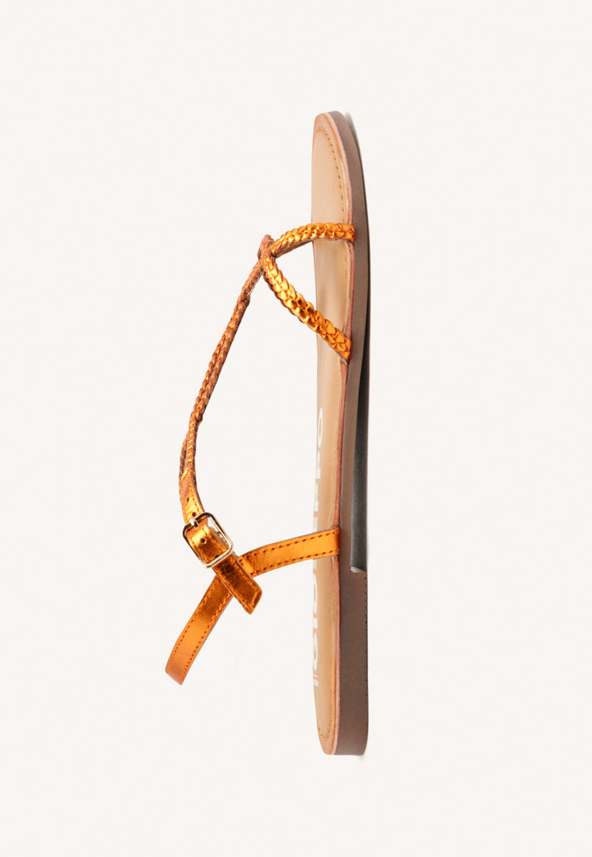 SANDALIAS NARANJA DE TIRAS FINAS TRENZADAS PARA MUJER NIOAQUE