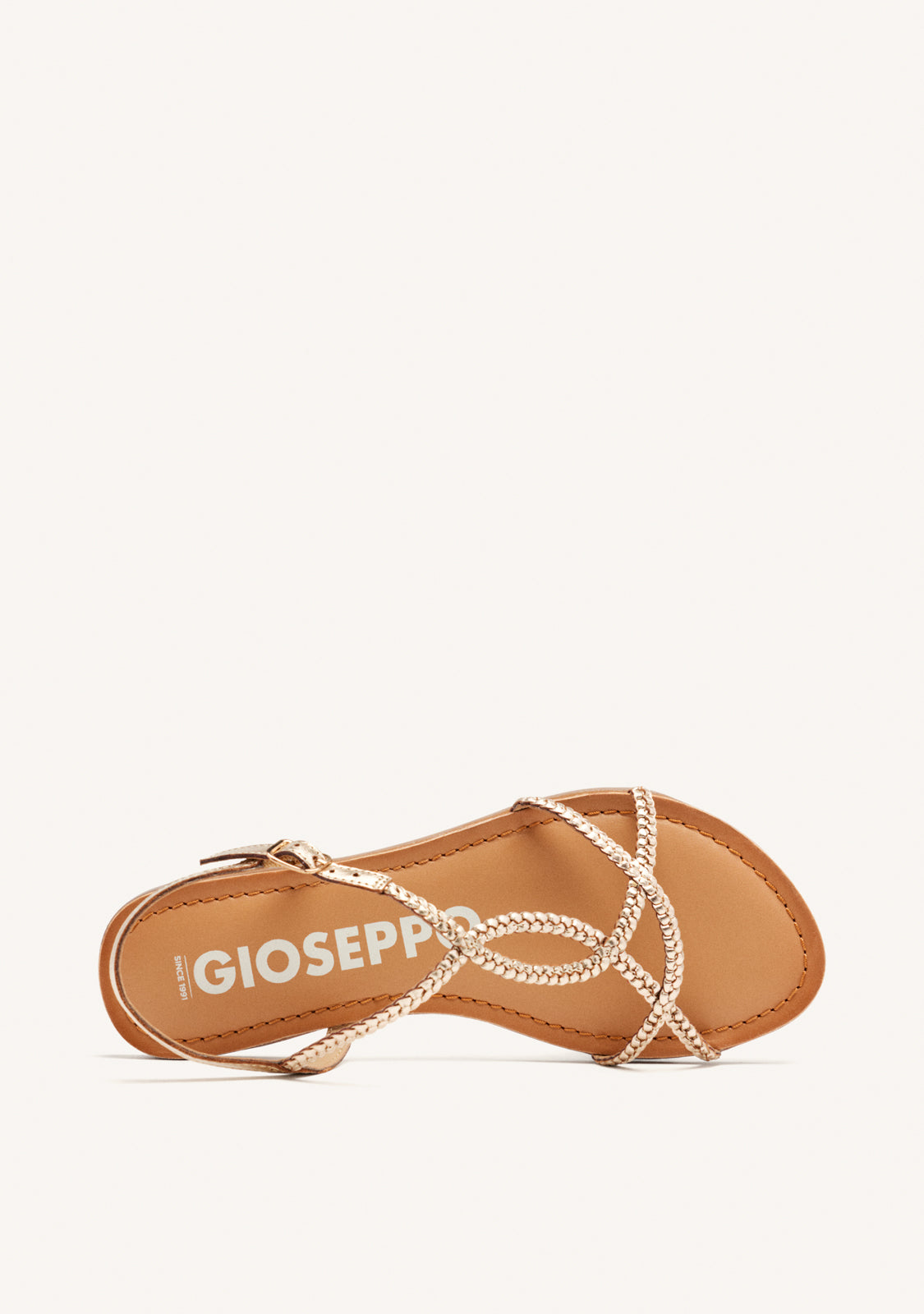 Nioaque women's gold sandals with thin braided straps