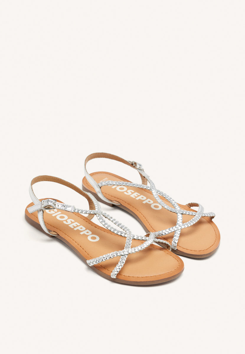 SANDALIAS PLATA DE TIRAS FINAS TRENZADAS PARA MUJER NIOAQUE