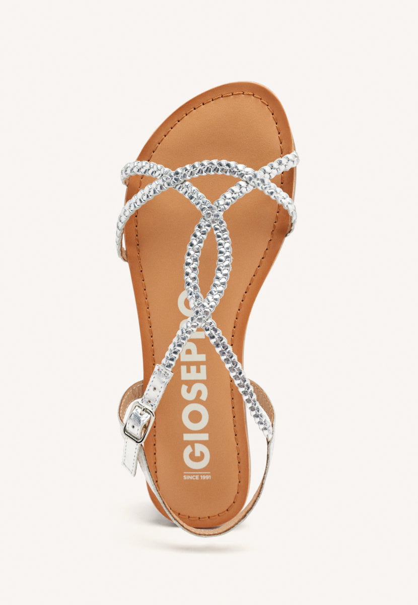 SANDALIAS PLATA DE TIRAS FINAS TRENZADAS PARA MUJER NIOAQUE