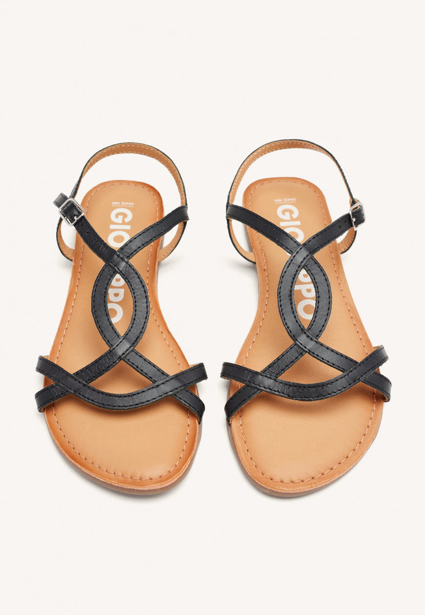 Sandalias negras de tiras finas para mujer lamim