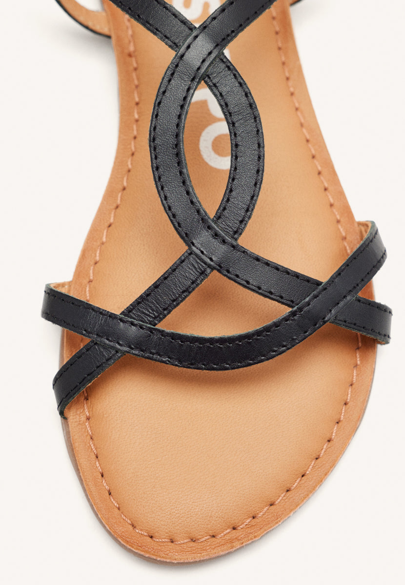 Sandalias negras de tiras finas para mujer lamim