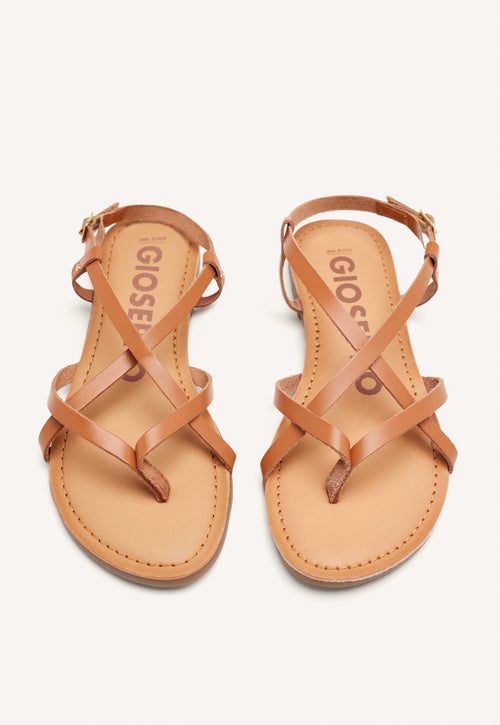 Sandalias color cuero estilo romana para mujer lelex