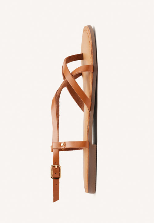 Sandalias color cuero estilo romana para mujer lelex