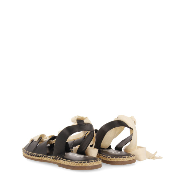 Sandalias negras de piel tipo espadrilles con cuerdas para mujer atibaia 
