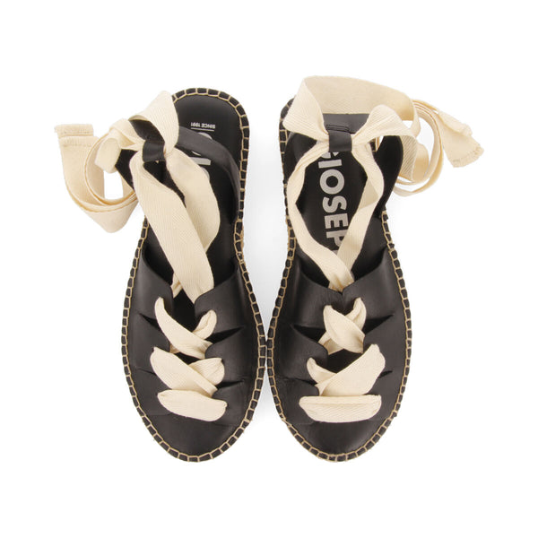 Sandalias negras de piel tipo espadrilles con cuerdas para mujer atibaia 