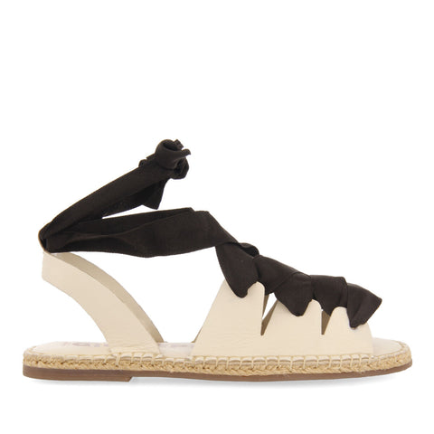 SANDALIAS OFF-WHITE DE PIEL TIPO ESPADRILLES CON CUERDAS PARA MUJER ATIBAIA 