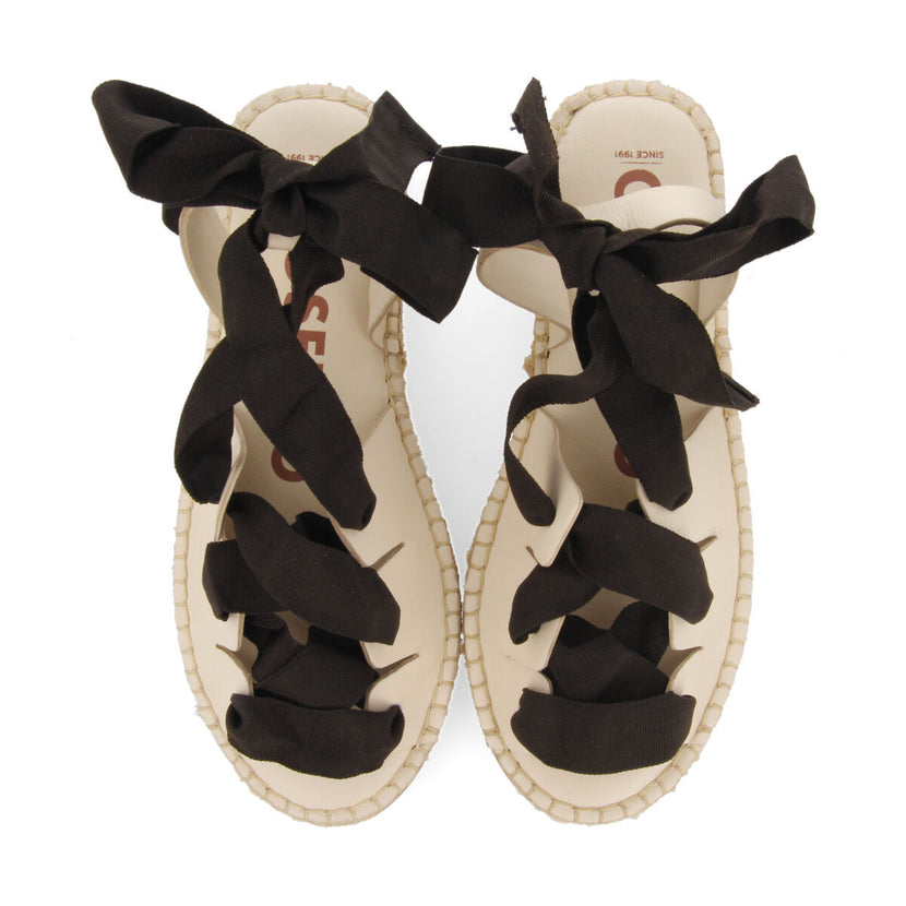 Sandalias off-white de piel tipo espadrilles con cuerdas para mujer atibaia 
