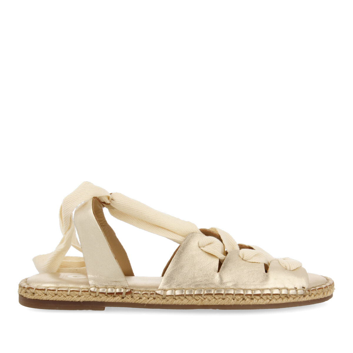 Atibaia women's gold leather espadrilles with ties