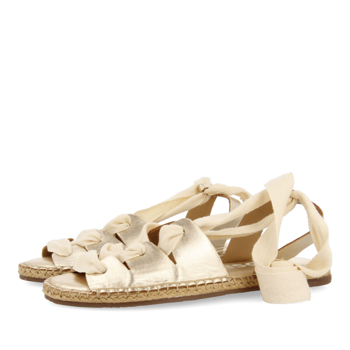 Atibaia women's gold leather espadrilles with ties