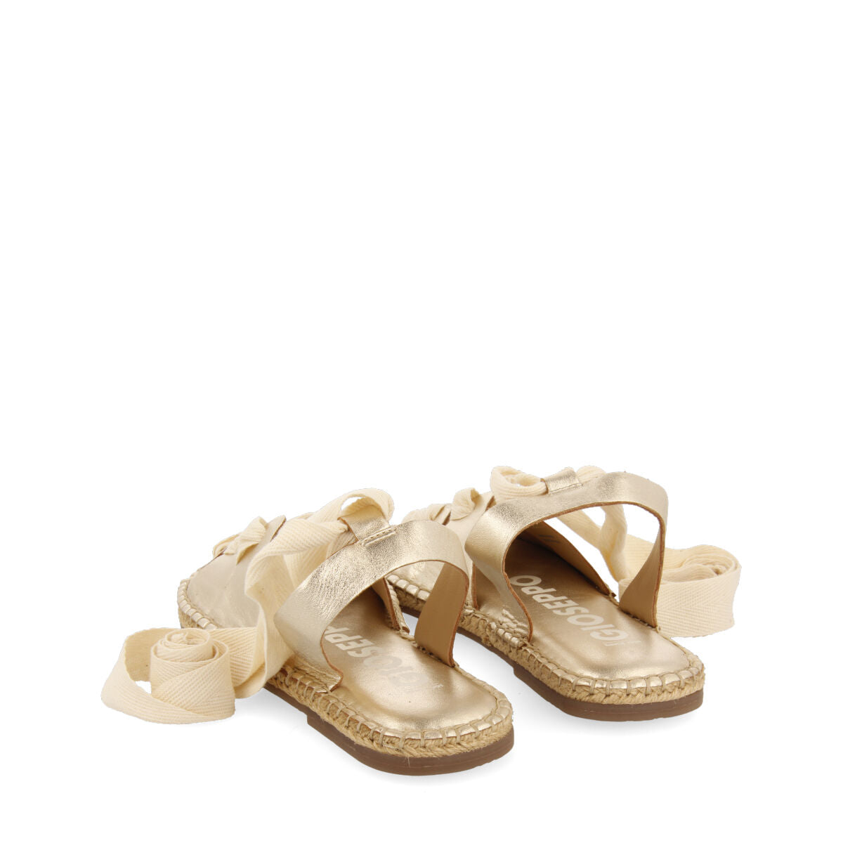 Atibaia women's gold leather espadrilles with ties