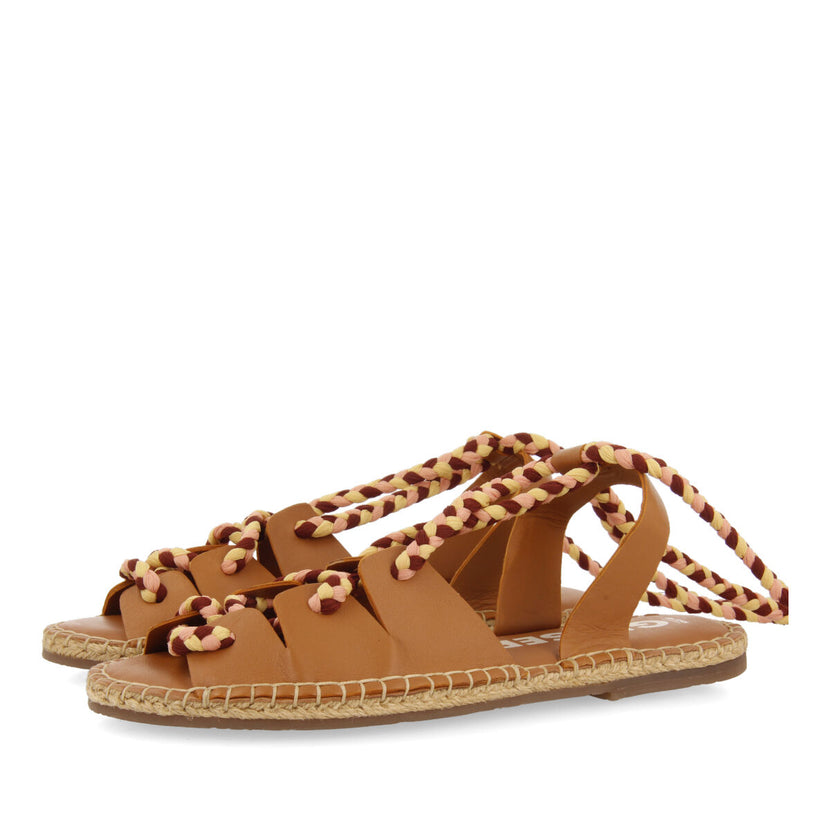 Sandalias cuero de piel tipo espadrilles con cuerdas trenzadas para mujer bani  