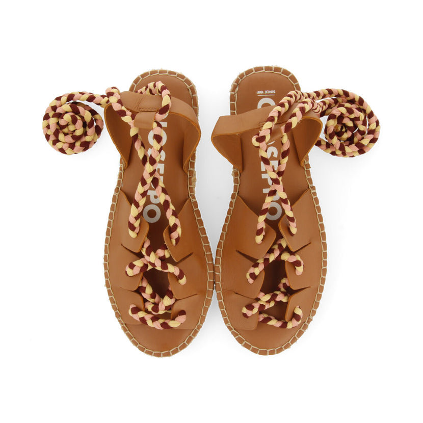 Sandalias cuero de piel tipo espadrilles con cuerdas trenzadas para mujer bani  