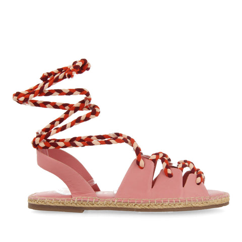 SANDALIAS ROSA DE PIEL TIPO ESPADRILLES CON CUERDAS TRENZADAS PARA MUJER BANI  