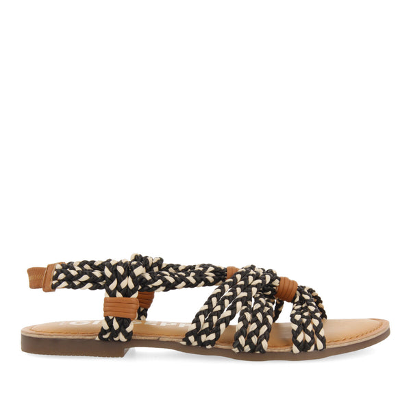 Sandalias planas con trenzado blanco y negro para mujer matupa 