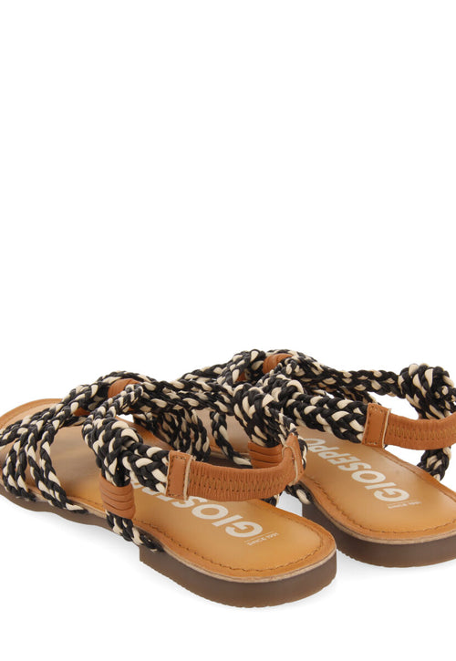 Sandalias planas con trenzado blanco y negro para mujer matupa 