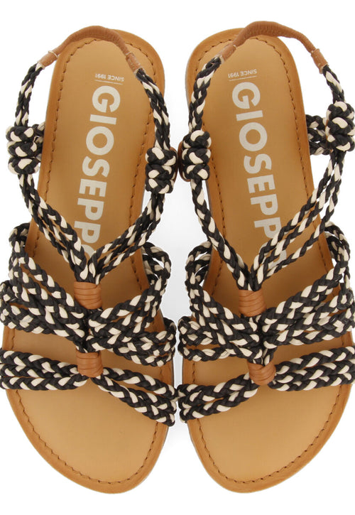 Sandalias planas con trenzado blanco y negro para mujer matupa 