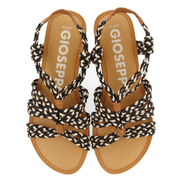 Sandalias planas con trenzado blanco y negro para mujer matupa 