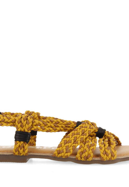 Sandalias planas con trenzado mostaza-marrón para mujer matupa 