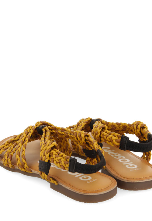 Sandalias planas con trenzado mostaza-marrón para mujer matupa 