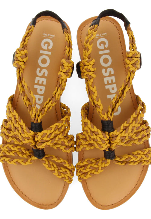 Sandalias planas con trenzado mostaza-marrón para mujer matupa 