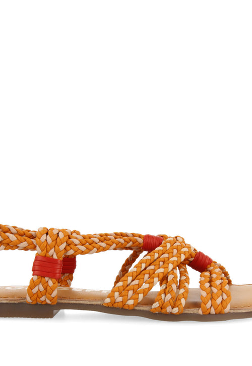 Sandalias planas con trenzado rosa-naranja para mujer matupa 
