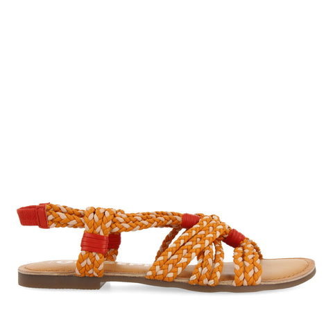 SANDALIAS PLANAS CON TRENZADO ROSA-NARANJA PARA MUJER MATUPA 