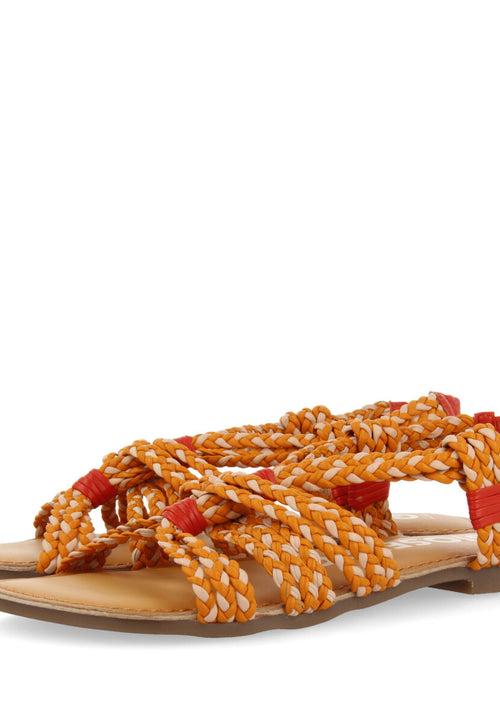 Sandalias planas con trenzado rosa-naranja para mujer matupa 
