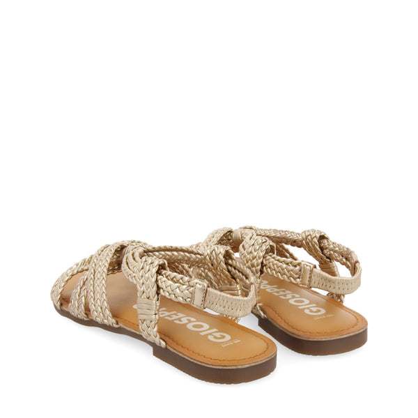 Sandalias planas con trenzado en color dorado para mujer molay 